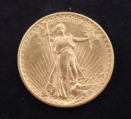 A USA 1924 St-Gaudens gold 20 dollars,